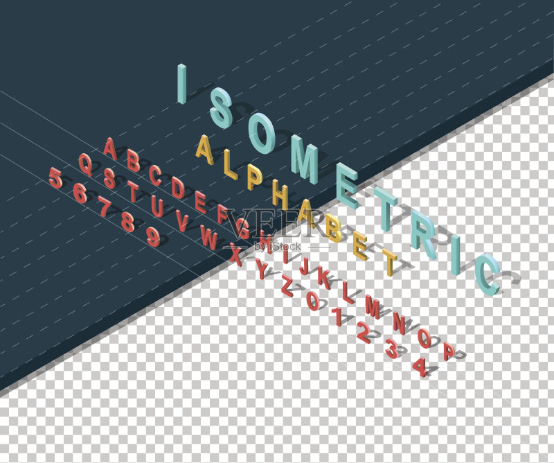 等距设计风格的字母表正版元素素材