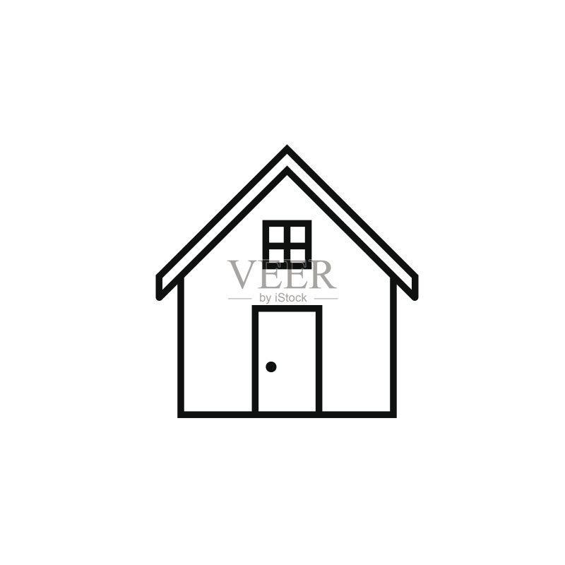 房屋线条图标，住宅与建筑标志图标素材