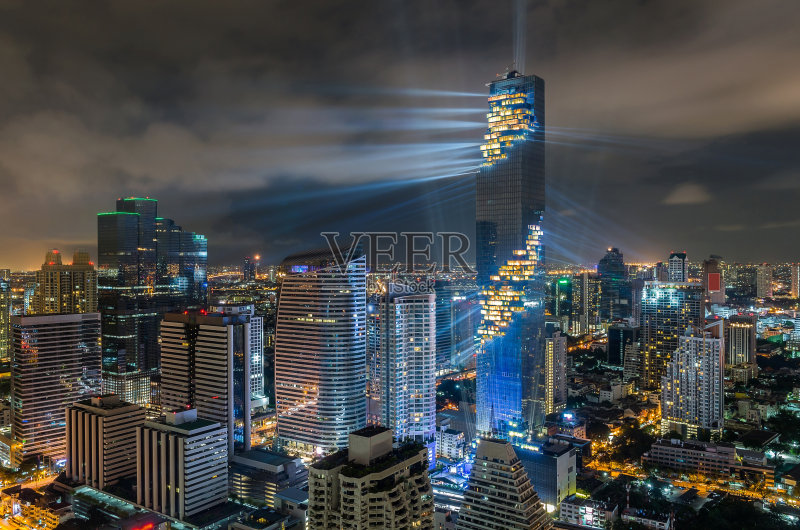 夜景曼谷市景，Mahanakhon正版图片素材