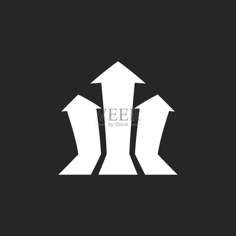 箭头增长图矢量图标。进度箭头增长标志图示。商业概念。图标素材