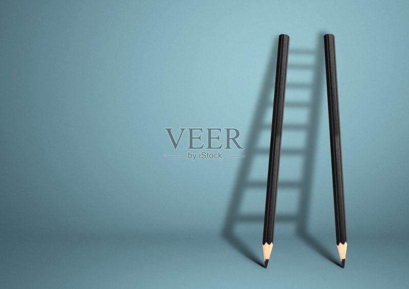 成功创意概念，铅笔梯正版图片素材