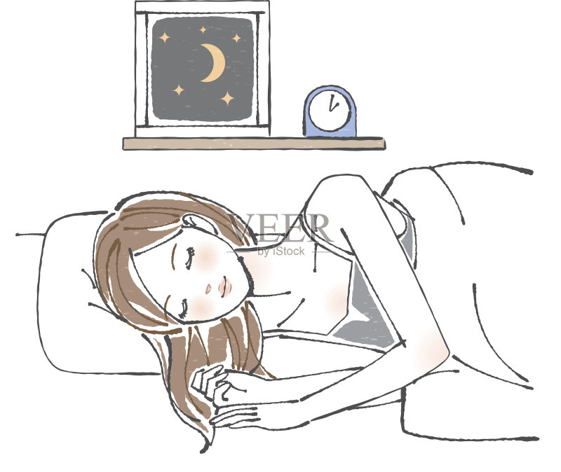 一个女人睡觉正版插画素材