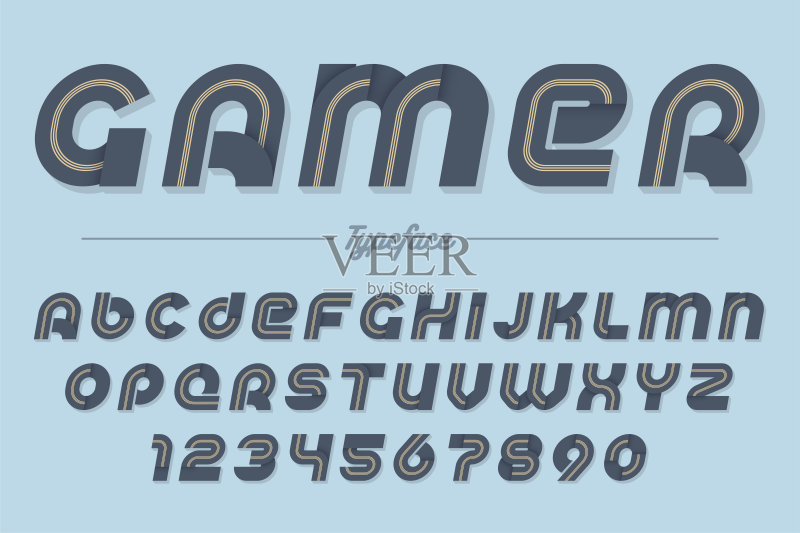 玩家矢量装饰斜体字体设计，字母，字体，正版元素素材