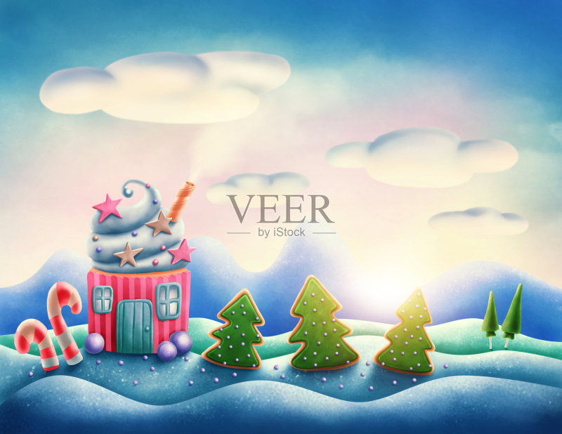 幻想甜蜜的土地正版插画素材