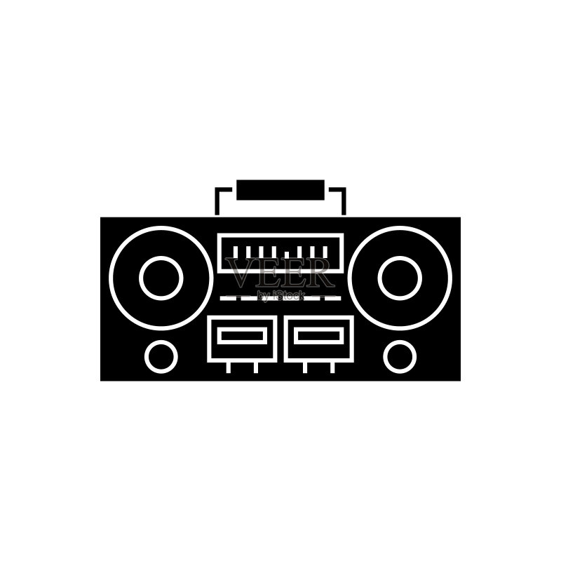 录音机磁带播放器图标矢量插图黑色标志图标素材