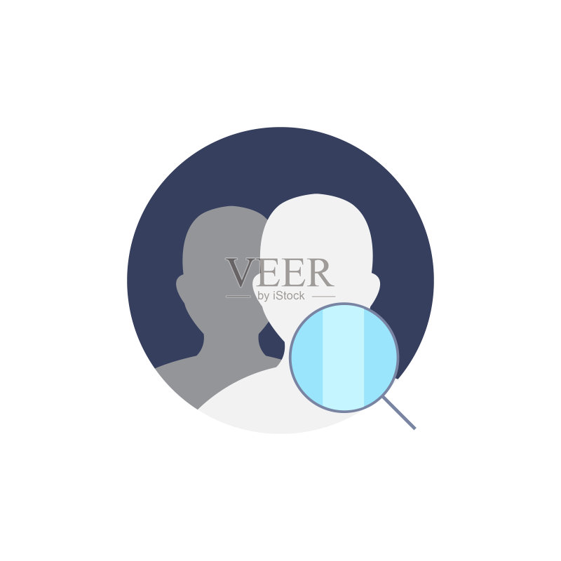 搜索用户线性图标，轮廓矢量logo插图，填充c图标素材