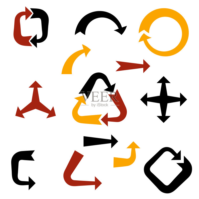 箭头符号集。孤立在白色背景上。矢量插图。正版元素素材