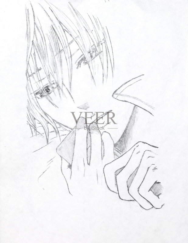 动画风格的绘画。一个日本动漫风格的男人形象正版插画素材