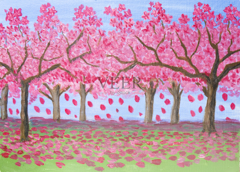 花园里的树，插图正版插画素材