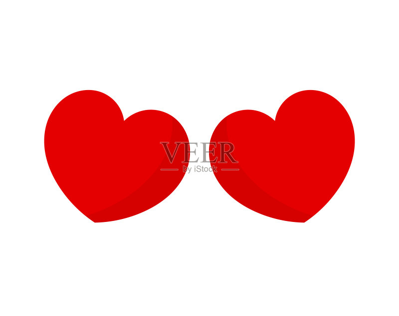 白底上两颗红心正版插画素材