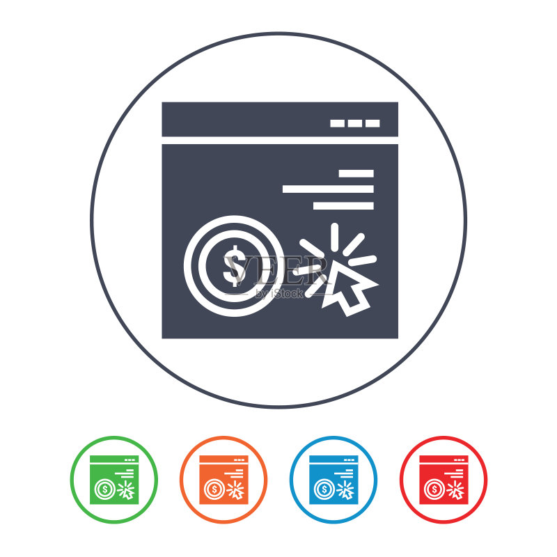 按点击付费在线营销矢量线条图标图标素材