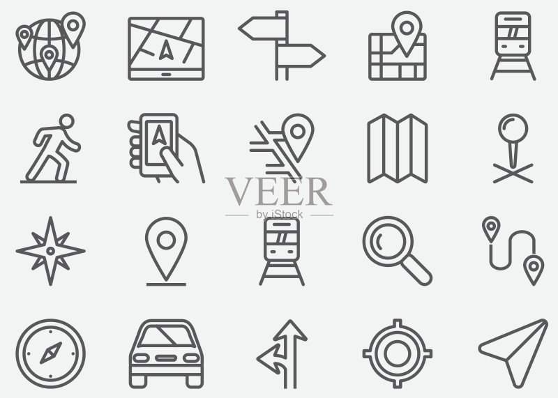 导航GPS线图标正版插画素材