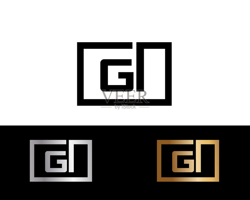 GI首字母方盒形图标设计图标素材