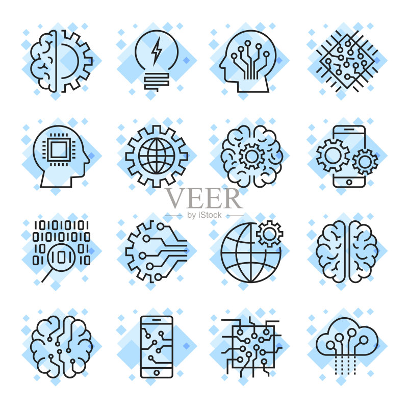 图标设置为人工智能ai概念的各种符号正版元素素材
