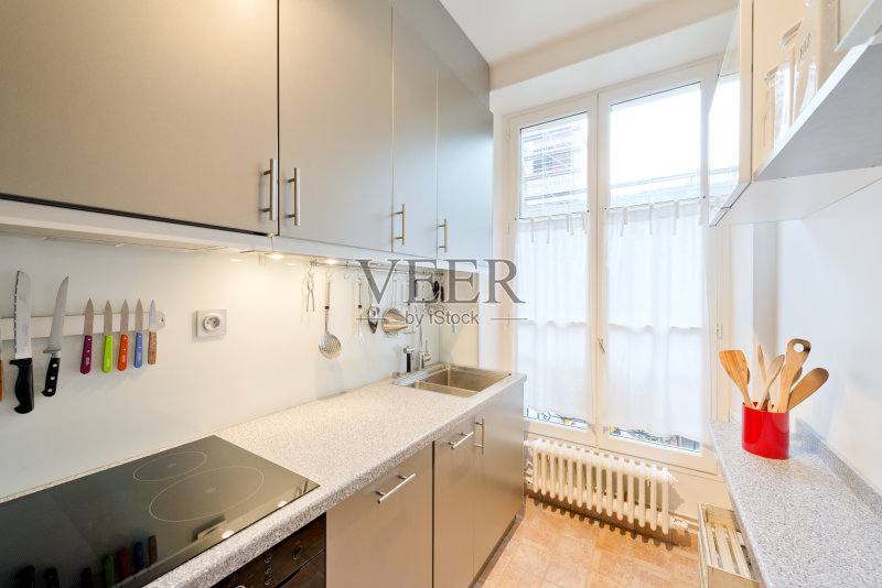 现代豪华厨房公寓。正版图片素材