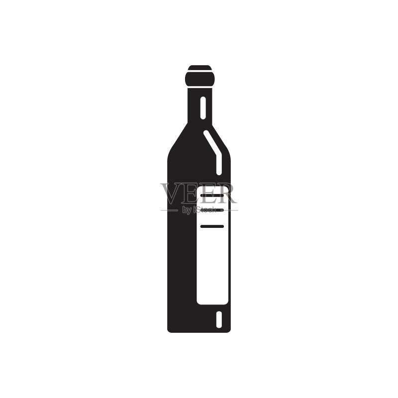 葡萄酒或香槟酒瓶矢量图标设计图标素材