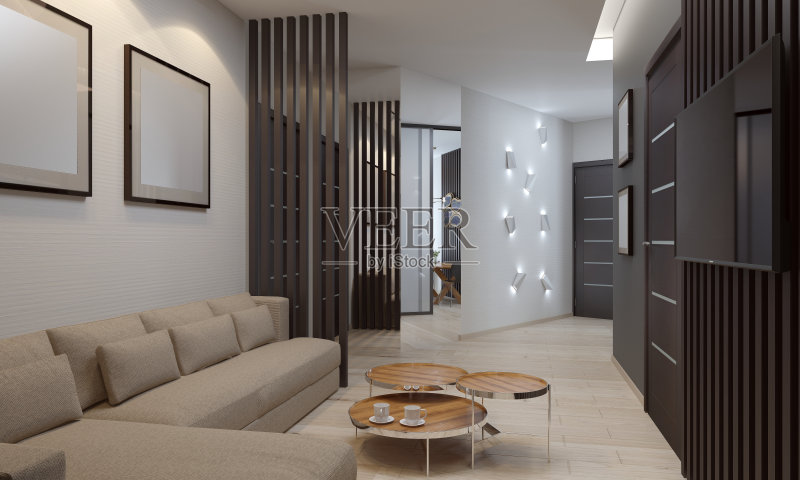 私人大厅空间的渲染正版插画素材