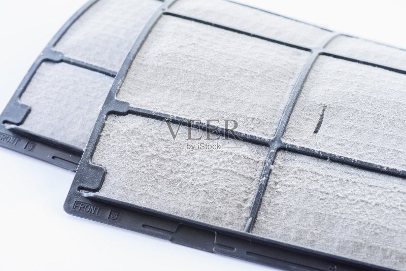 软尘集中在空调过滤器上，很脏。正版图片素材