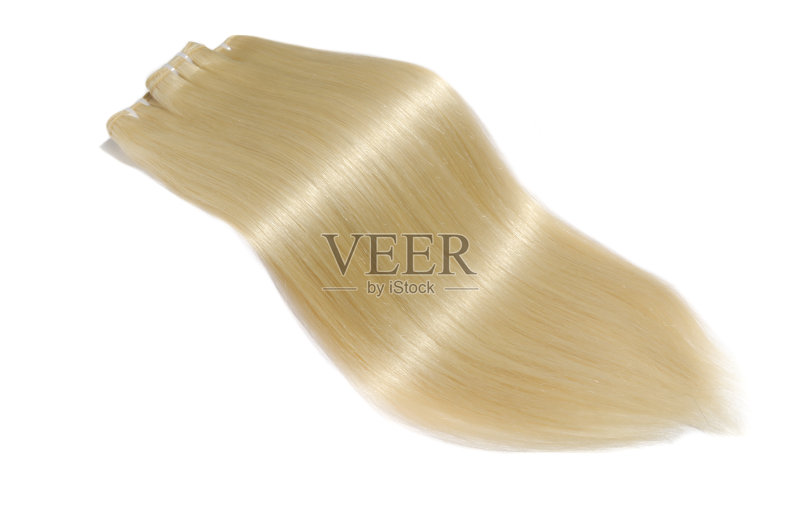 美丽的处女，丝滑的直发，金发编织延伸束正版图片素材