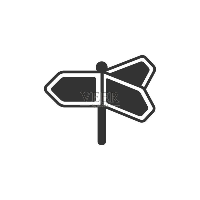 黑白图标 - 道路标志杆图标素材