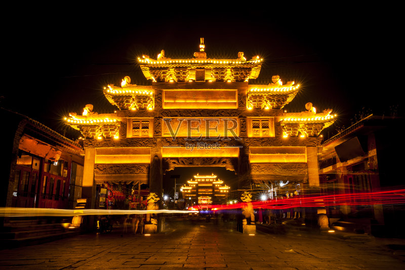 夜在中国传统建筑，江南亭正版图片素材