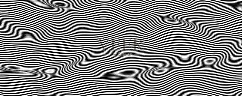 矢量抽象装饰背景与波浪条纹正版插画素材