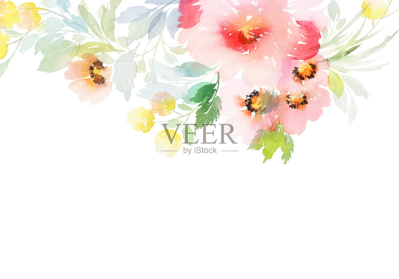 贺卡与水彩花手工制作正版插画素材