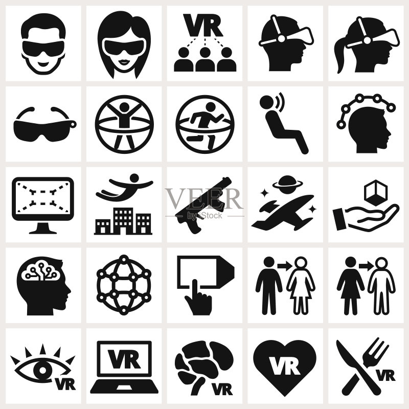 3D眼镜和VR体验图标集图标素材