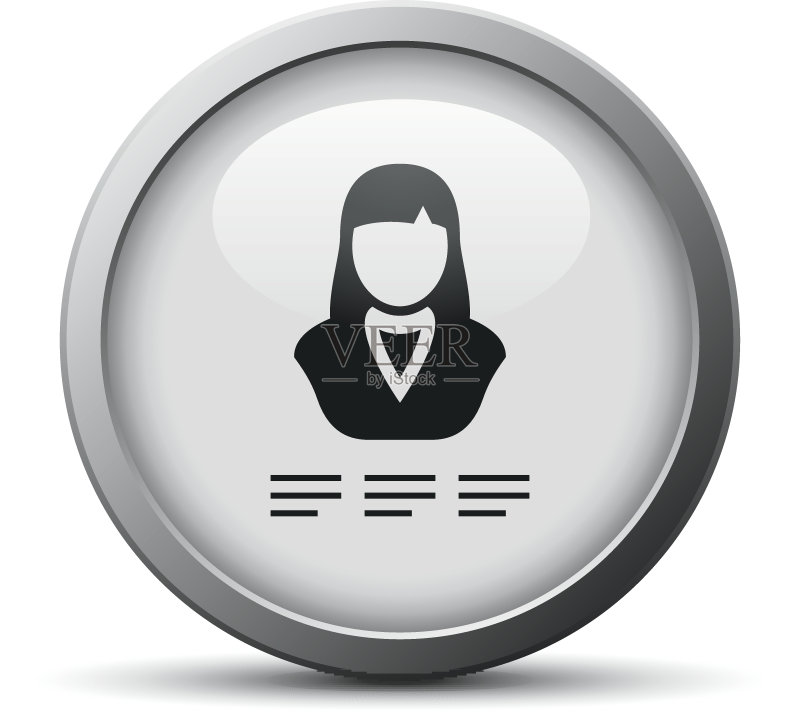 银色按钮上的女商人图标图标素材