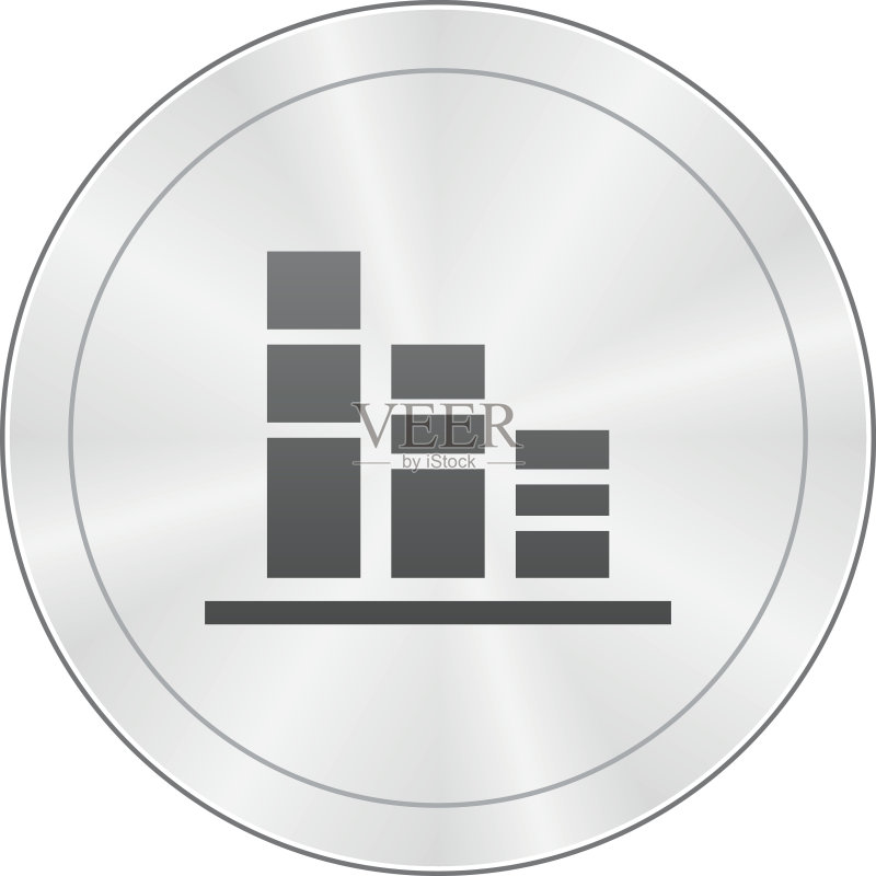 圆形按钮上的条形图图标-锐利系列图标素材