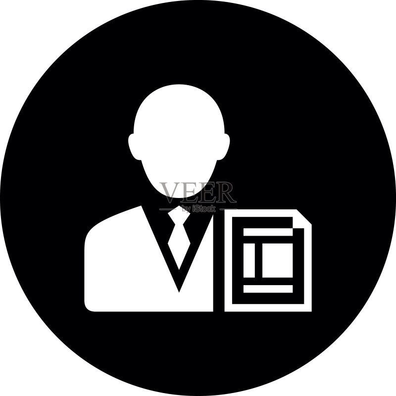 圆形按钮上的商务人士图标图标素材