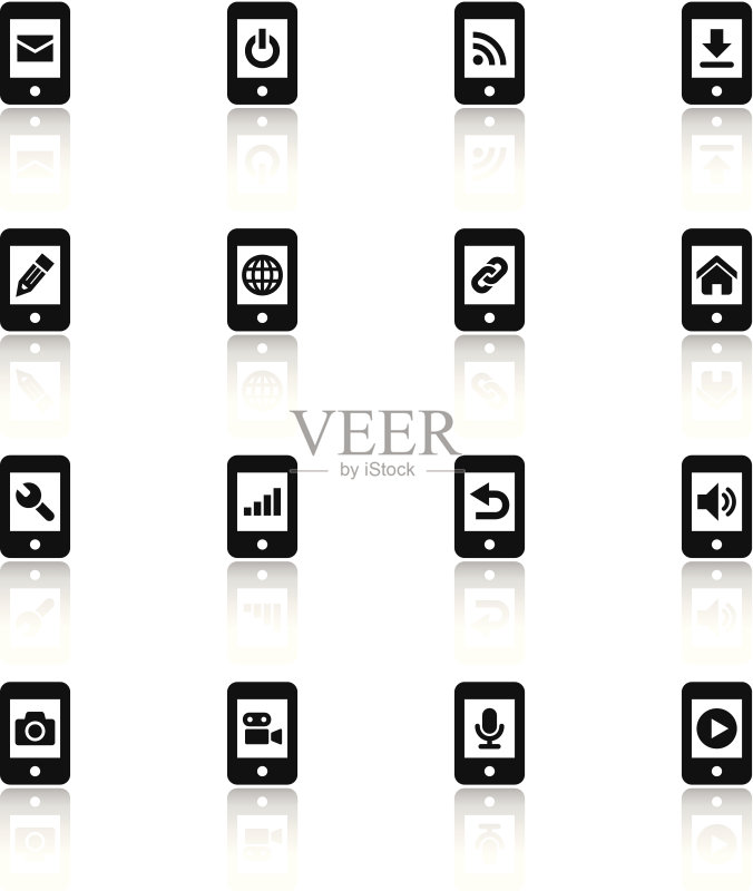 黑白图标集|手机图标素材