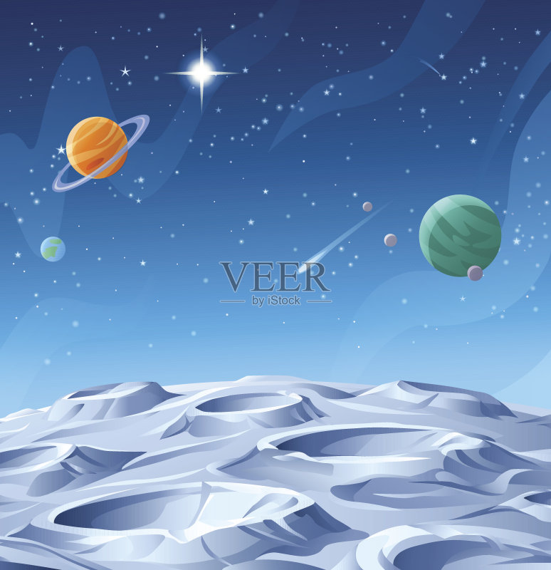 行星和小行星正版插画素材