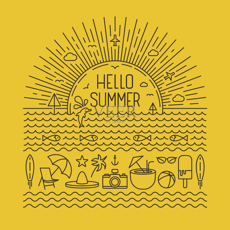 你好,夏天了正版插画素材
