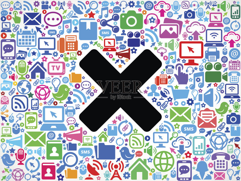 现代科技与通信中的X标记图标素材