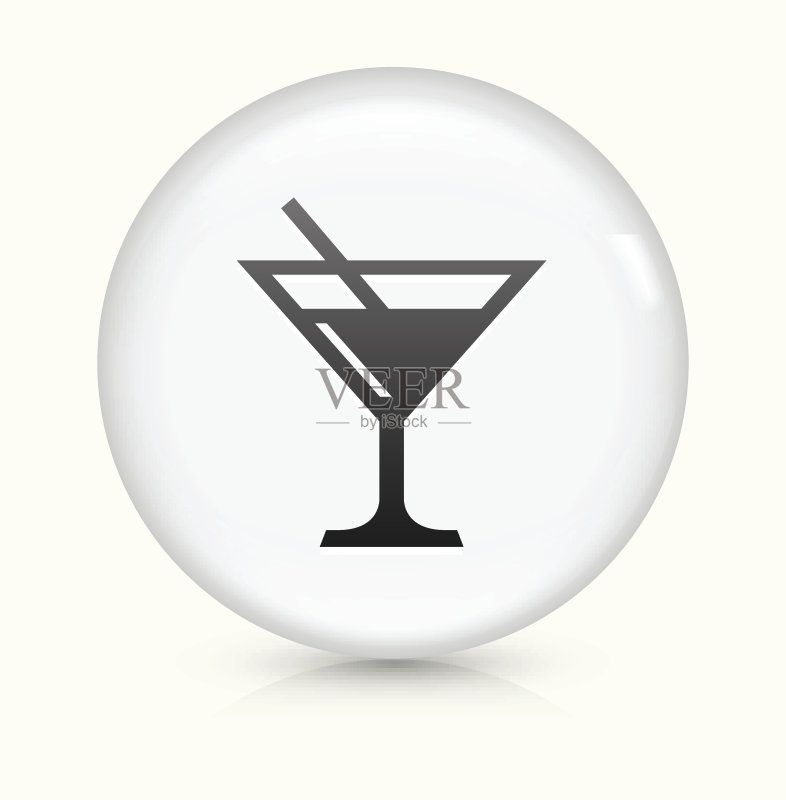 白色圆形矢量按钮上的马提尼酒杯图标图标素材