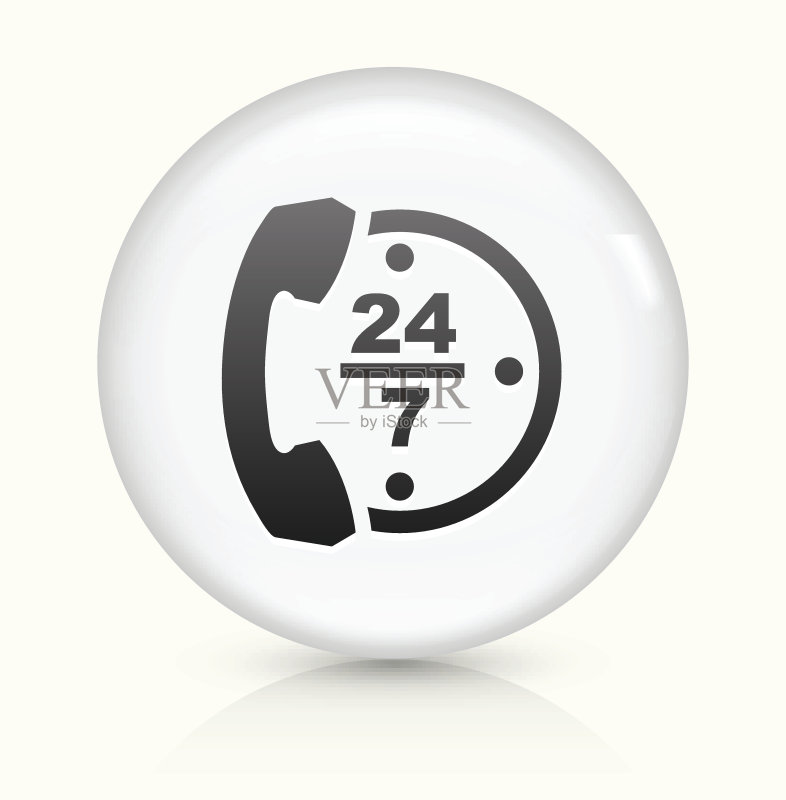 24/7电话服务图标白色圆形矢量按钮图标素材