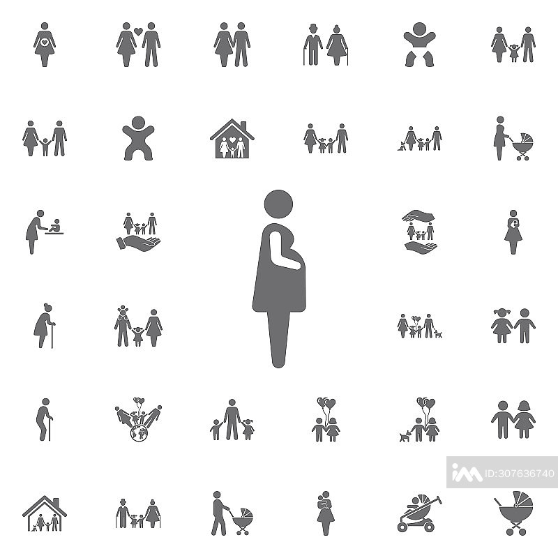 孕妇图标矢量图。家庭图标集图标素材