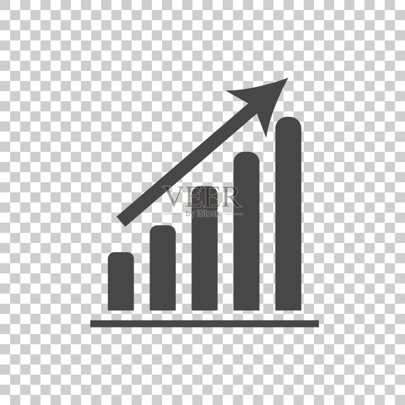 商业图表图标：白色背景上的图表扁平矢量图图标素材