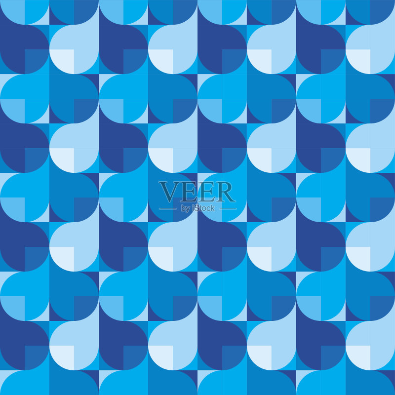 抽象背景在蓝色-创造性的矢量插图。无缝模式与水滴形状。设计元素。正版插画素材