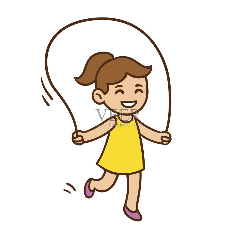 卡通女孩跳绳正版插画素材