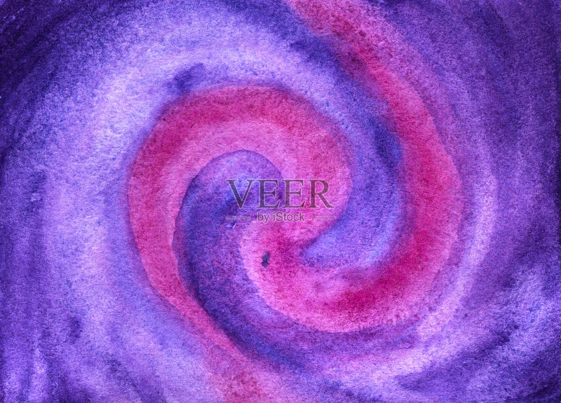 空间背景。粉紫色银河水彩画。正版插画素材