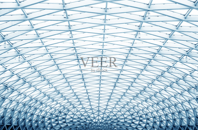 办公室中心内的圆形天花板正版图片素材