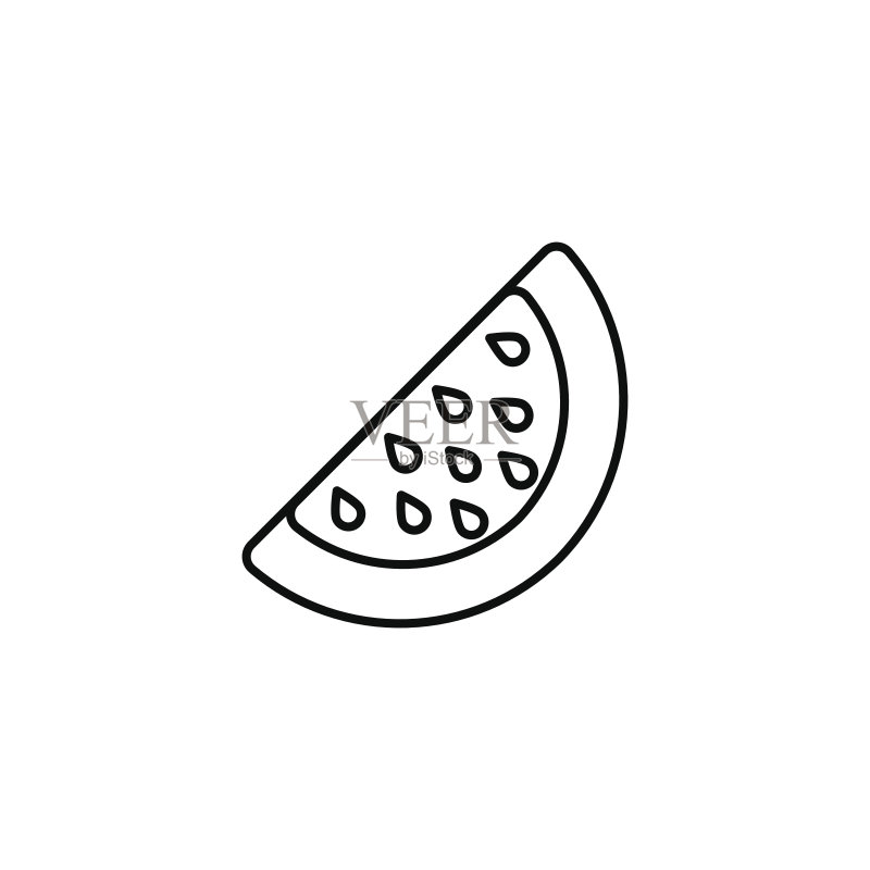 西瓜细线矢量图标菜单标签Logo的独立瓜类浆果线性风格简单的素食食品标志图标素材