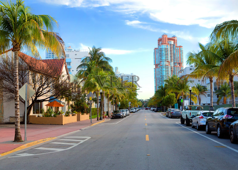 迈阿密海滩。柯林斯大道正版图片素材