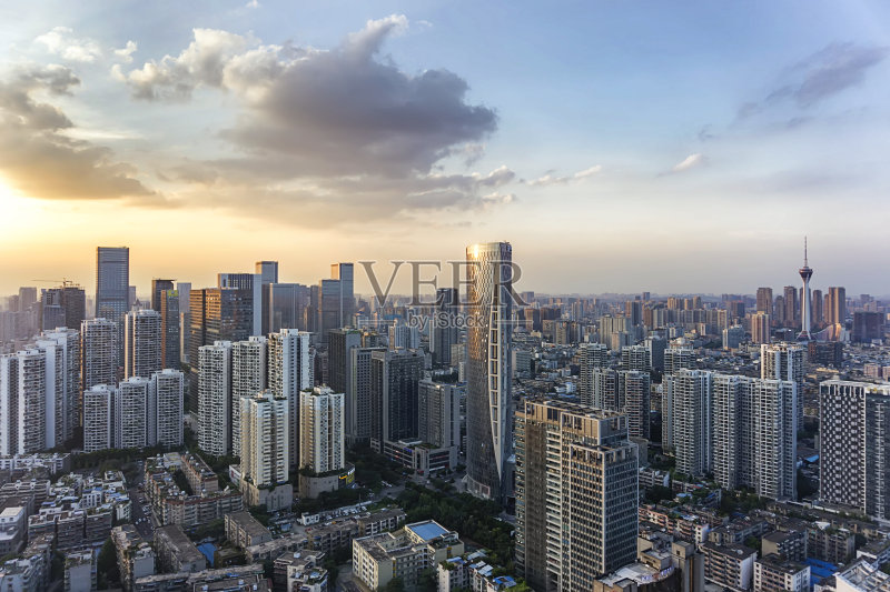 成都天际鸟瞰图正版图片素材