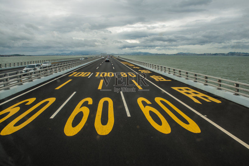 青岛胶州湾大桥，中国山东省，亚洲正版图片素材