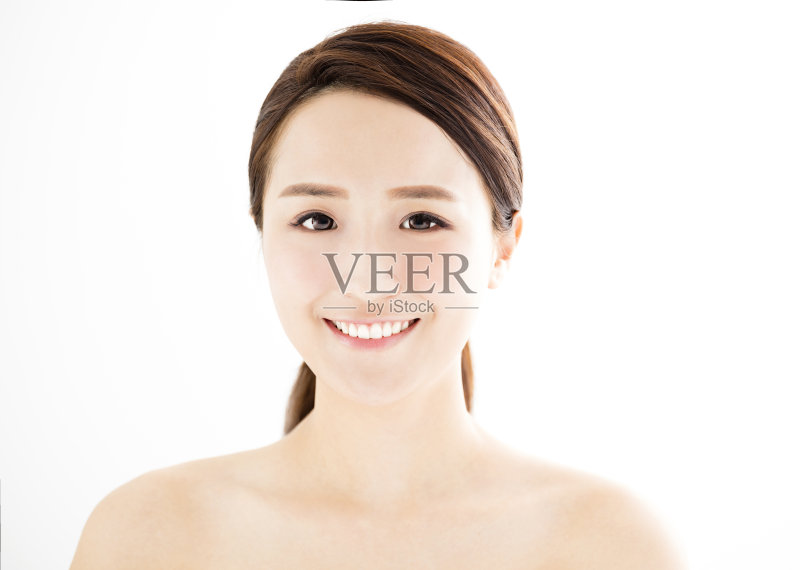 面容干净的年轻美丽女人特写照片摄影图片