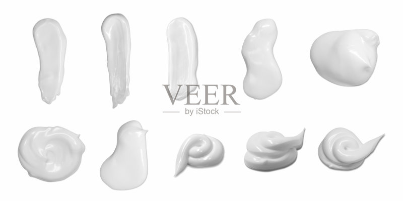 收集的化妆品霜孤立的白色正版图片素材