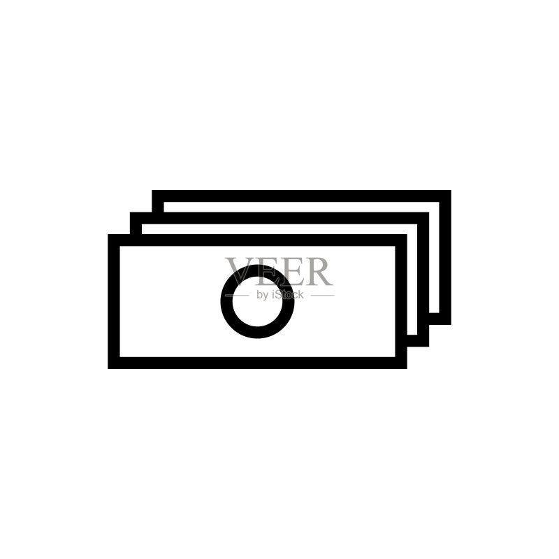 白色背景上的现金、美元线条图标图标素材